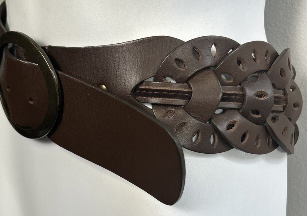 Old Navy Corset Leather Belt Women S Brown Wide Cut Out Festival Boho Conche